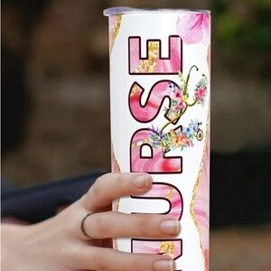 Pink and Gold Nurse Tumbler